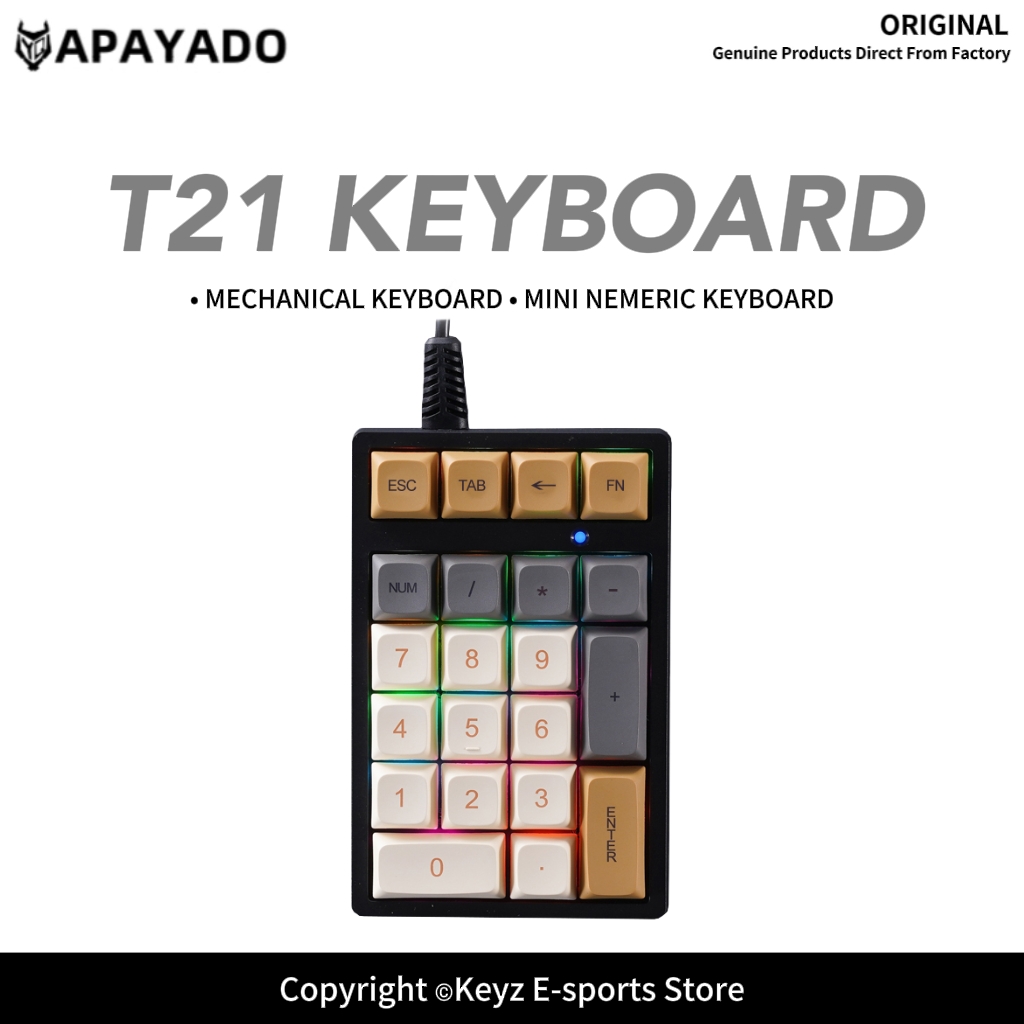 Keyboard Gaming Blue Switch - T21 Mini Number Keypad RGB Backlight