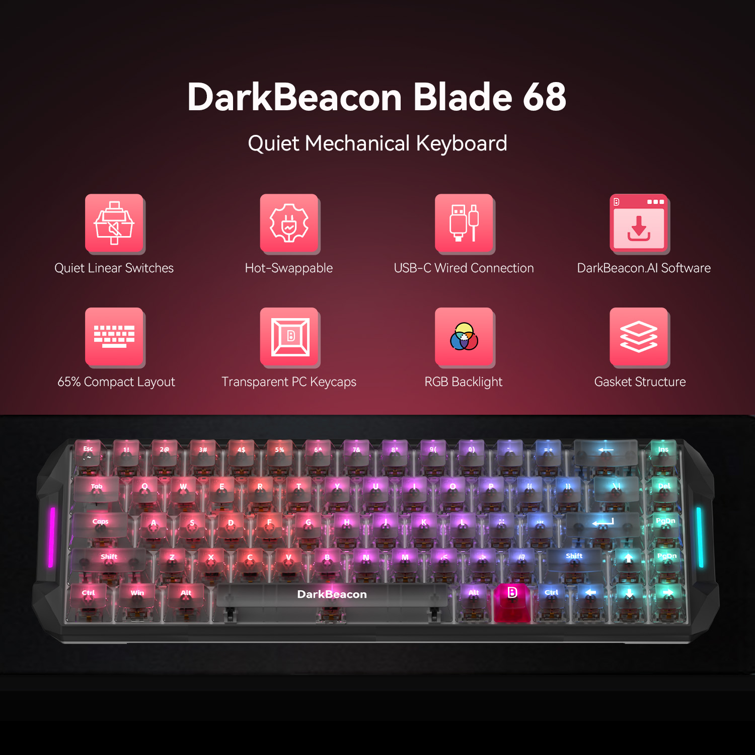 DarkBeacon Blade 68 Wired Sile - огляд і ціна Gaming Keyboard That Is Quiet