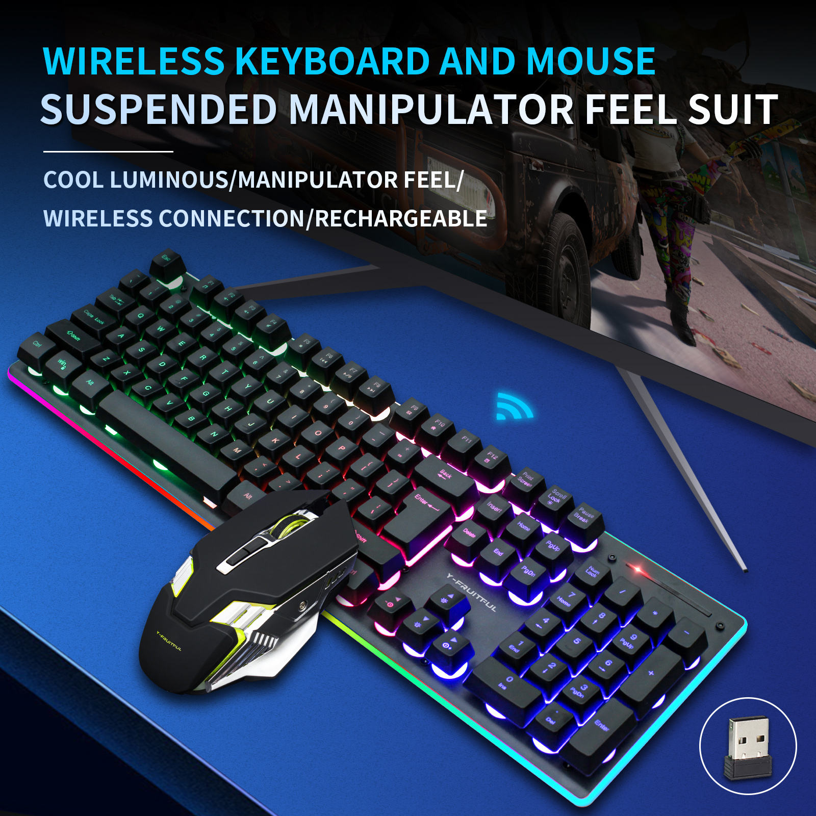 104 Keys RGB Computer Wireless - огляд і ціна Gaming Keyboard And Mouse Combo Wireless