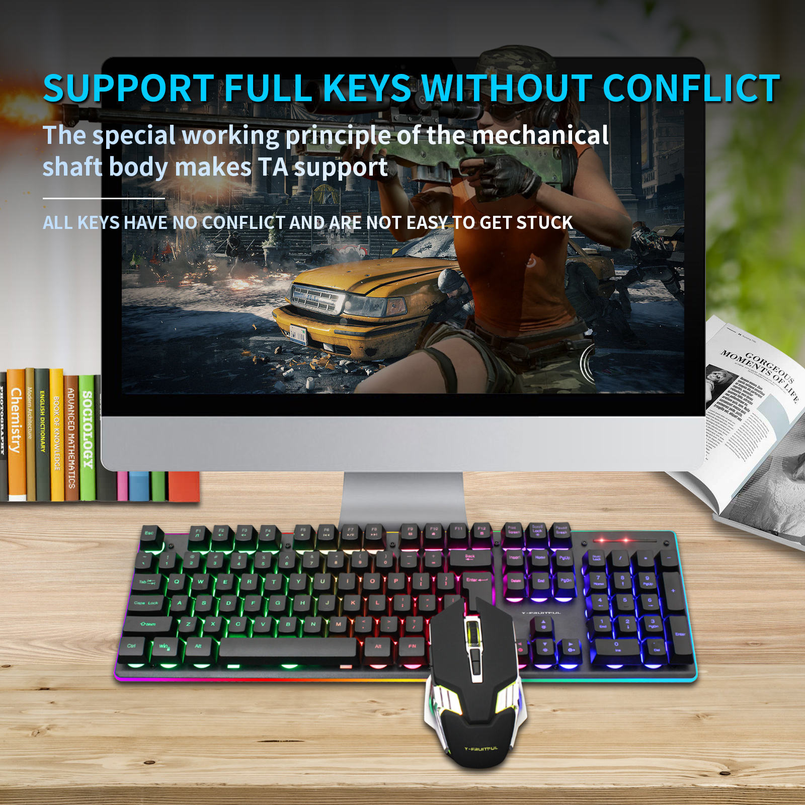 104 Keys RGB Computer Wireless - огляд і ціна Gaming Keyboard And Mouse Combo Wireless