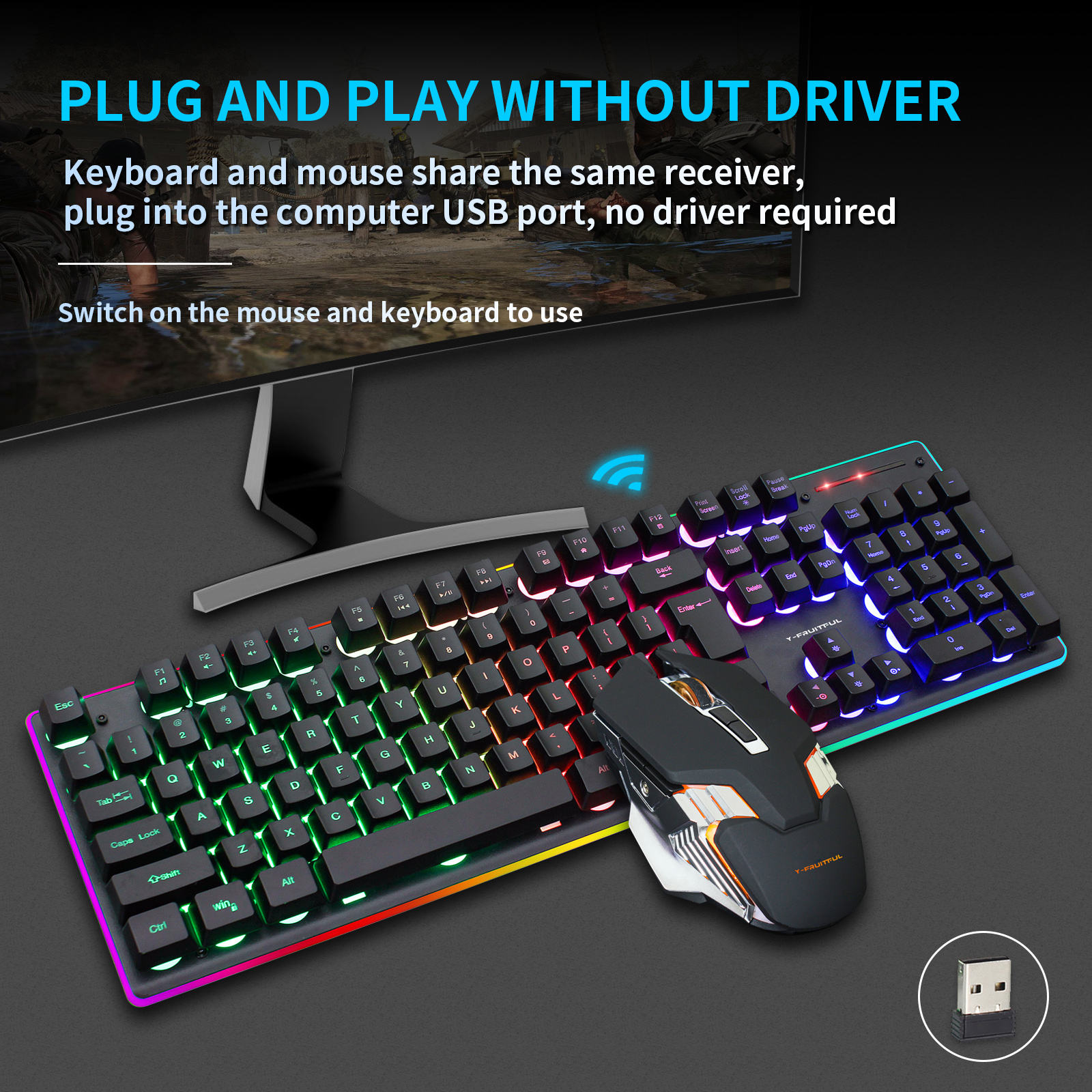 104 Keys RGB Computer Wireless - огляд і ціна Gaming Keyboard And Mouse Combo Wireless
