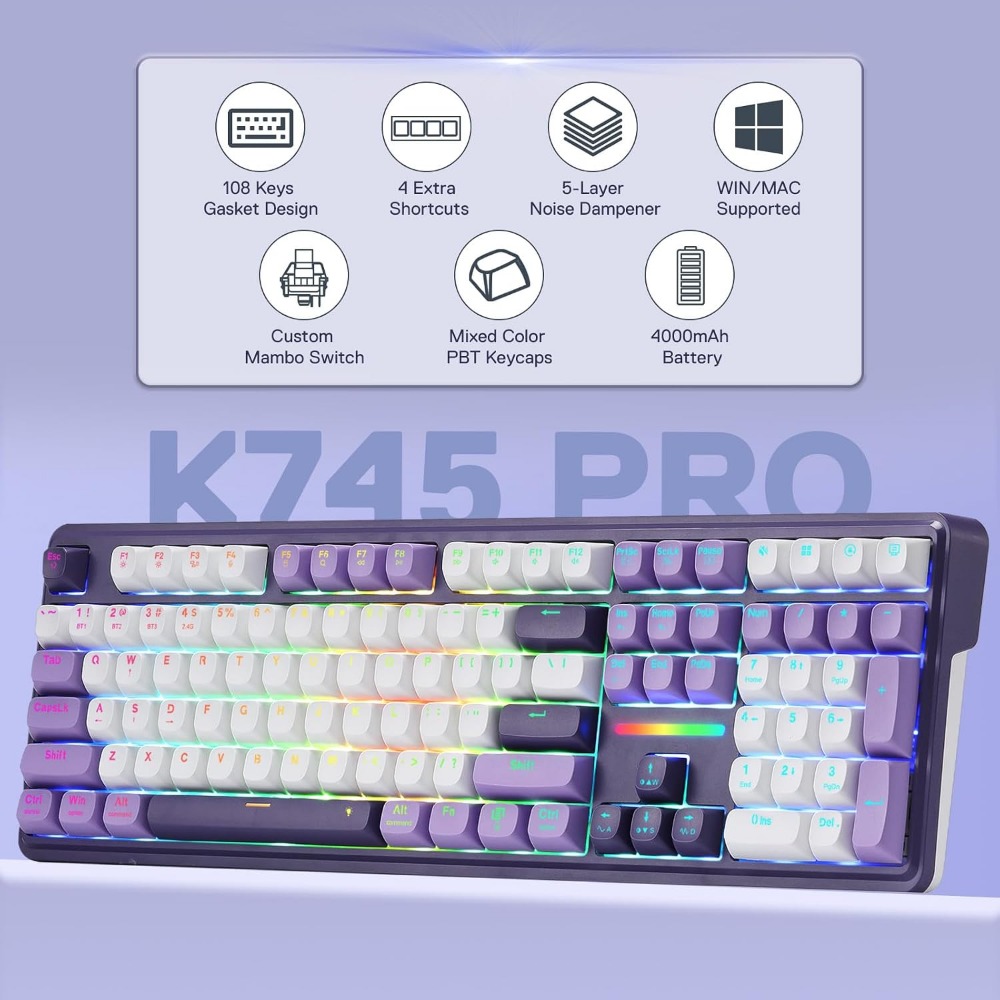Wireless RGB Mechanical Gaming - огляд і ціна Gaming Keyboard No Noise