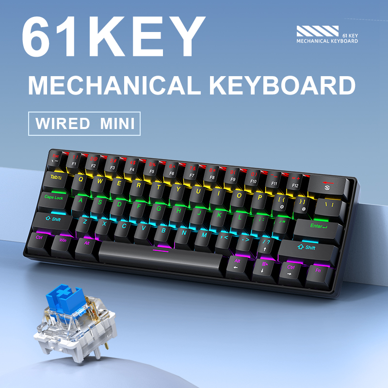 K61 Wired Mechanical Gaming Ke - огляд і ціна Keyboard Gaming Blue Switch