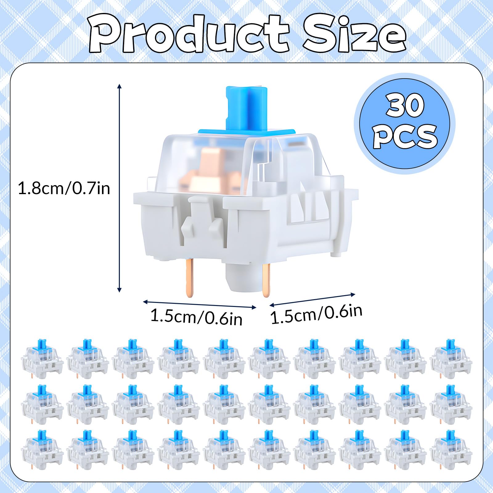30 PCS Mechanical Keyboard Swi - огляд і ціна Keyboard Gaming Blue Switch